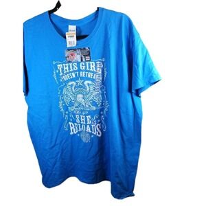 NRA RIFLE GUN T- SHIRT " THIS GIRL DOESNT RETREAT SHE RELOADS" Women's 2XL